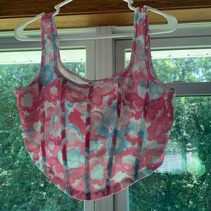 Cropped pink floral tank